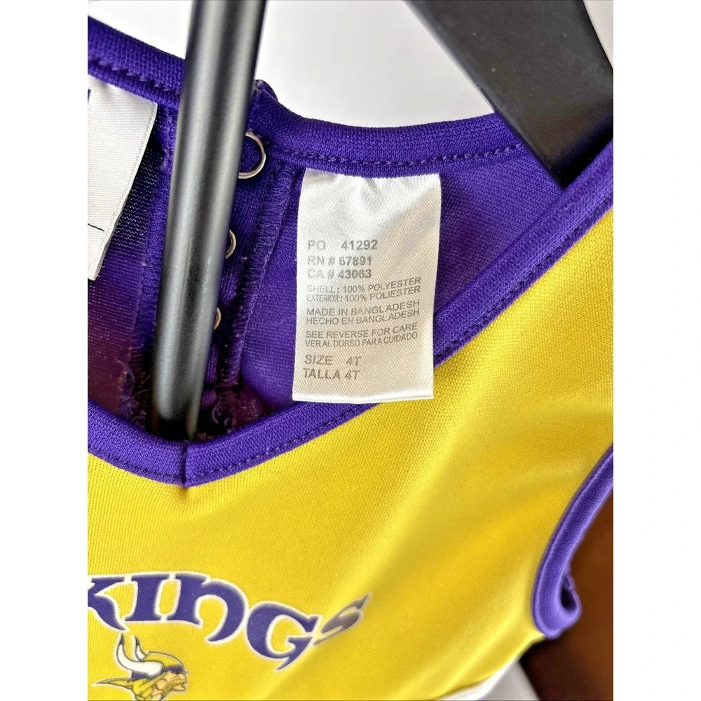 NFL Team Apparel Cheerleader Dress Toddler 4T Purple Gold Minnesota Vikings Logo